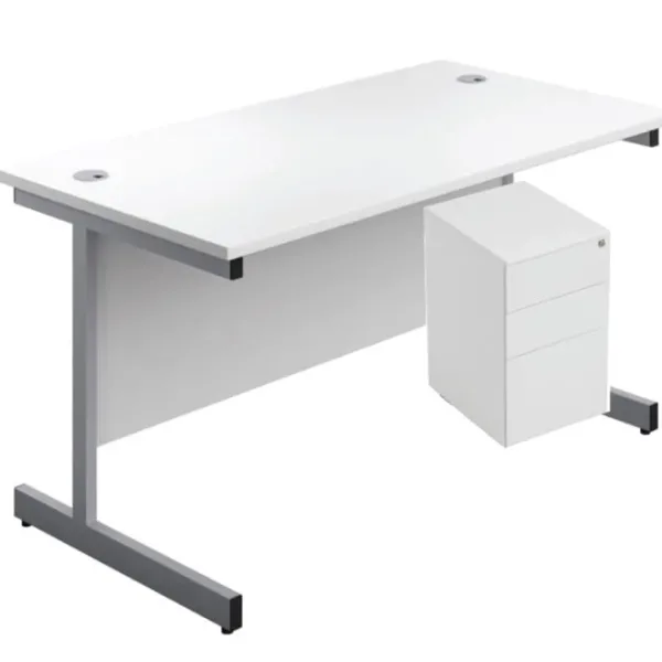 White Cantilever Office Desks