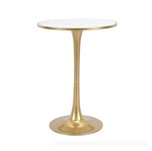 Gold Poseur Table with Marble Top