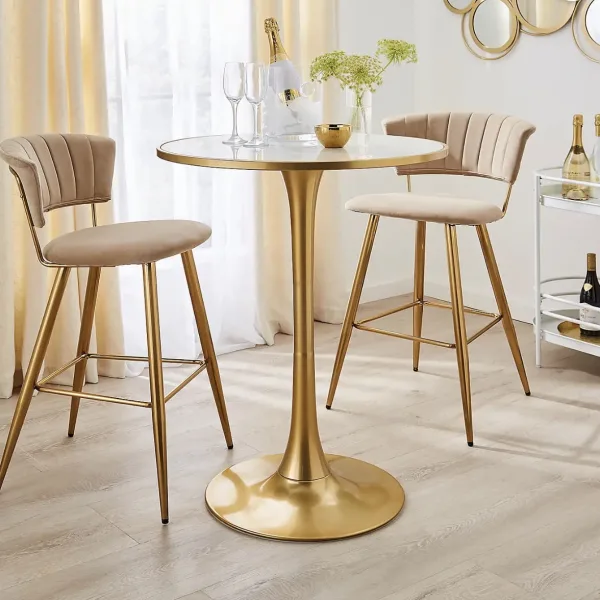 Gold table & chair